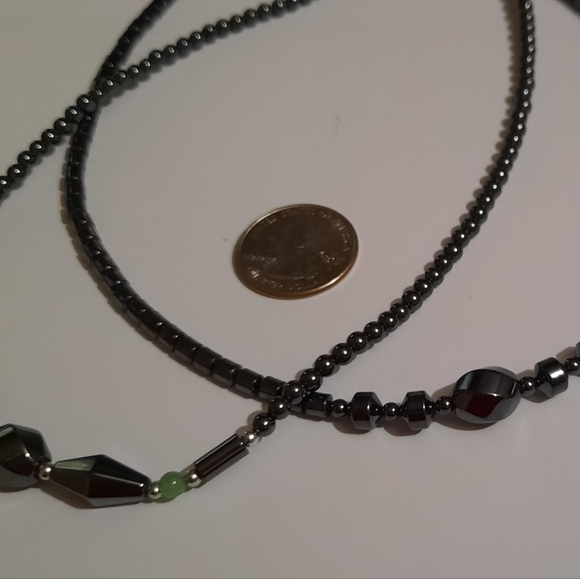 Hematite Necklace set of two, one with Green Aventurine - Picture 6 of 9